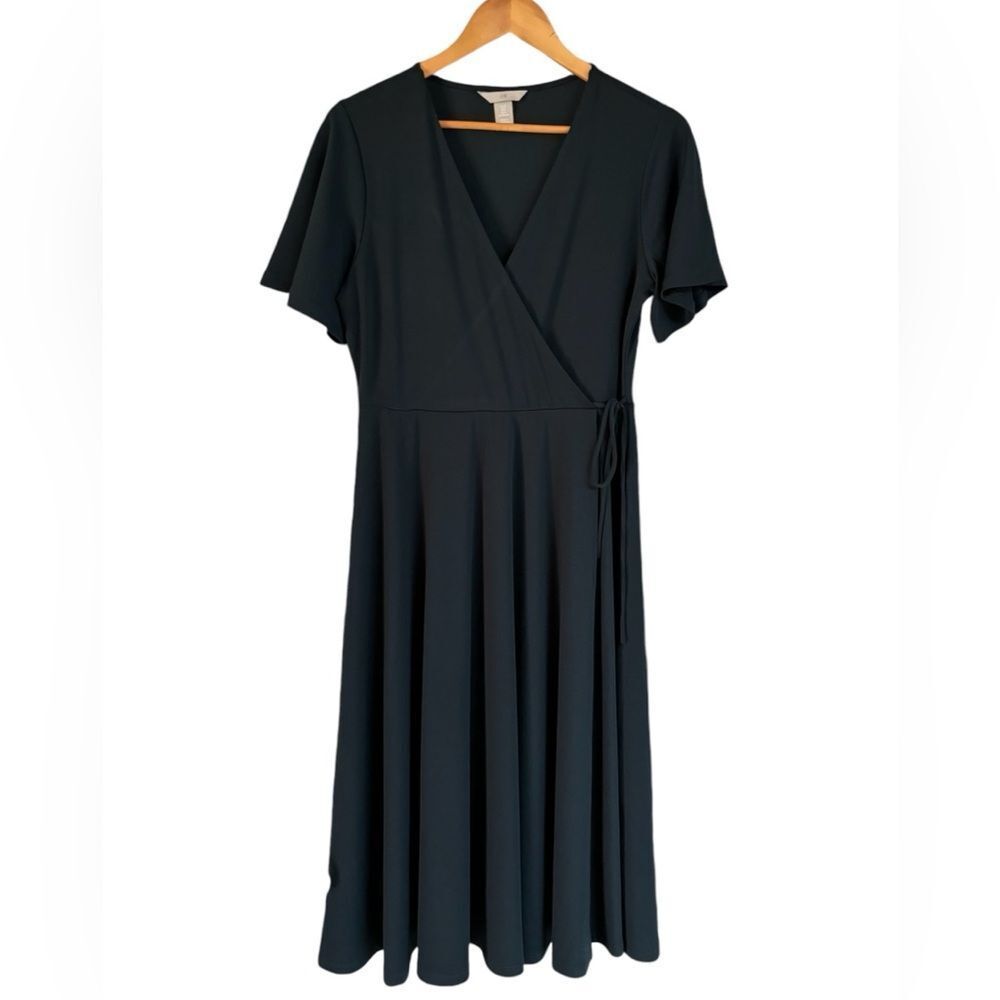 H&M Butterfly Sleeved Black Jersey Dress Size Medium NWT 7 0472 - Picture 2 of 9